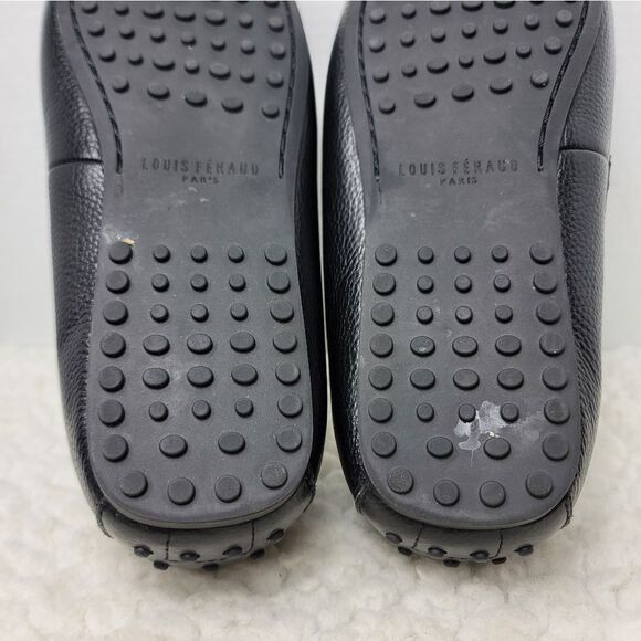 Louis Feraud Paris Mens Driving Boat Loafer Size 9.5 Black Pebbled Leather Shoes main image 6
